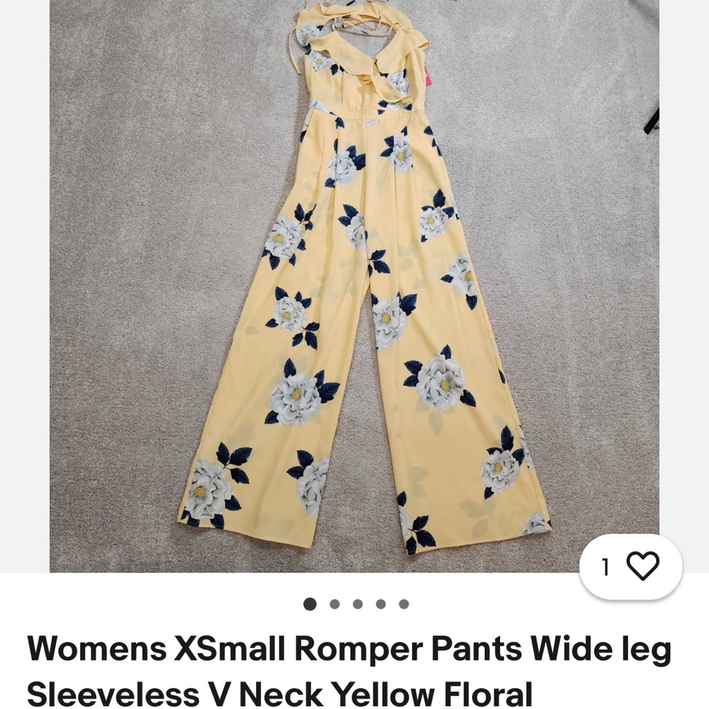 Xhilaration Yellow Floral Sleeveless Jumpsuit